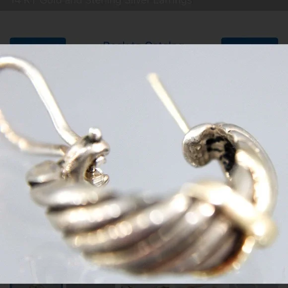 James Avery 14 KT Gold and Sterling Silver Earrings - Picture 4 of 7